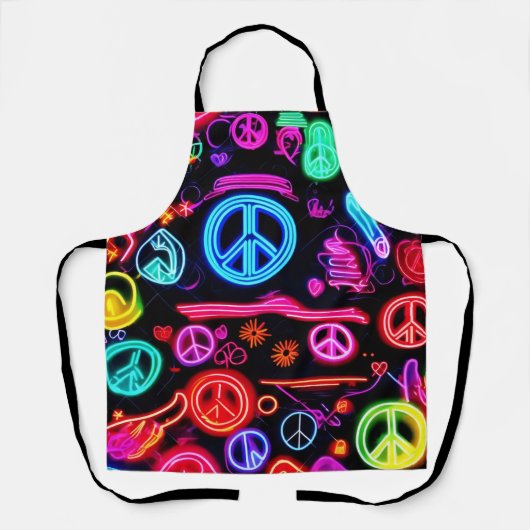 Neon Peace-symbolenpatronen Schort (Voorkant)