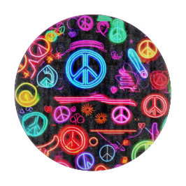 Neon Peace-symbolenpatronen Snijplank