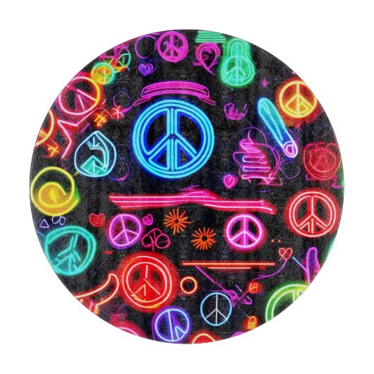 Neon Peace-symbolenpatronen Snijplank (Voorkant)