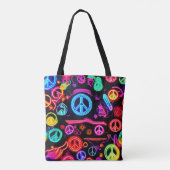 Neon Peace-symbolenpatronen Tote Bag (Achterkant)