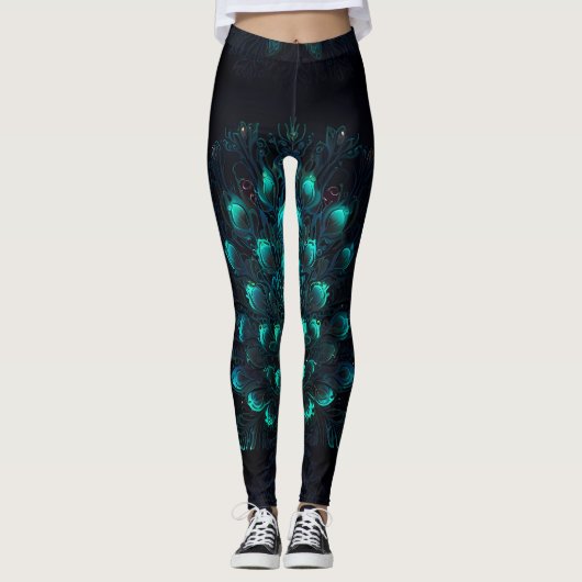 Neon Peacock Elegance Leggings (Voorkant)