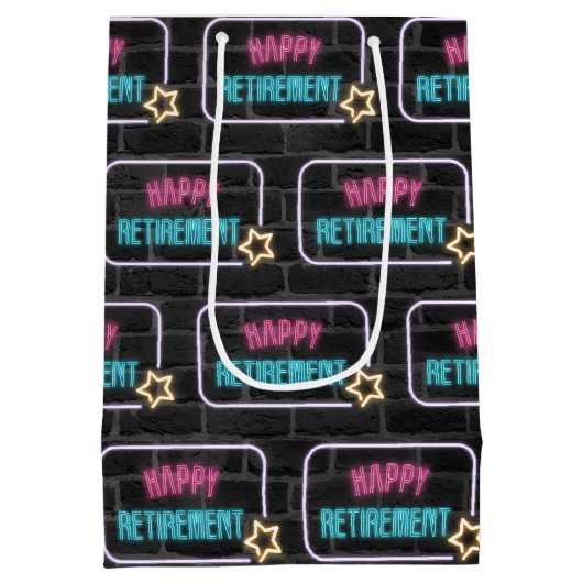 Neon Pensioen Teken op Brick Medium Cadeauzakje (Achterkant)