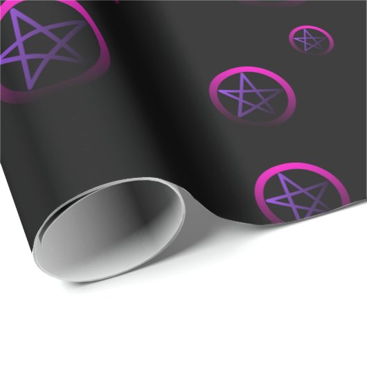 Neon Pentacles Witchy Wrapping Paper Cadeaupapier (Rol Hoek)