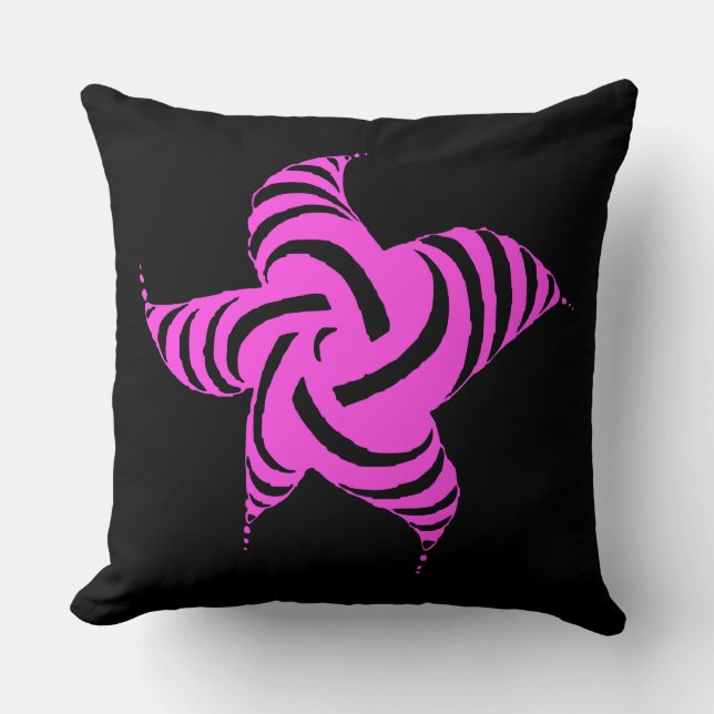 Neon Pentaspiral Magenta Zebra Vortex Kussen (Voorkant)