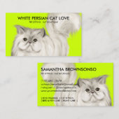Neon Persian Cat Illustration Waterverf Visitekaartje (Voorkant / Achterkant)