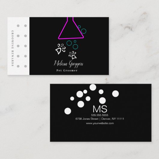 Neon Pet Groomer Suds Logo Reward Visitekaartje (Voorkant / Achterkant)