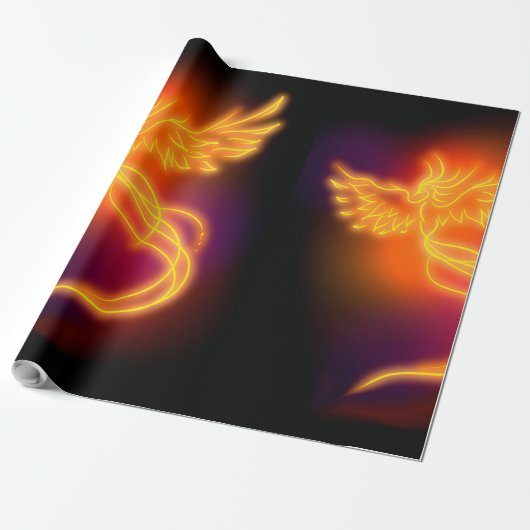 Neon Phoenix Cadeaupapier (Uitgerold)