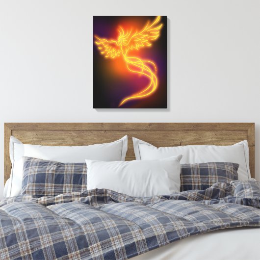 Neon Phoenix Canvas Afdruk (Insitu (Slaapkamer))