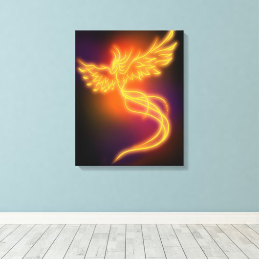 Neon Phoenix Canvas Afdruk (Insitu (Houten vloer))