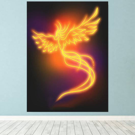 Neon Phoenix Canvas Afdruk (Insitu (Houten vloer))