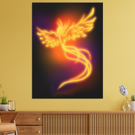 Neon Phoenix Canvas Afdruk (Insitu (Woonkamer))