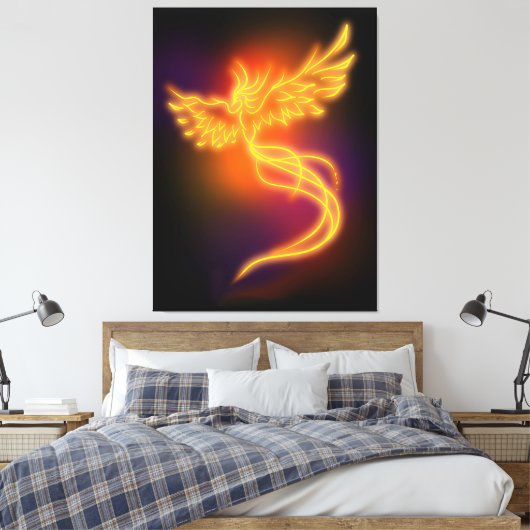 Neon Phoenix Canvas Afdruk (Insitu (Slaapkamer))