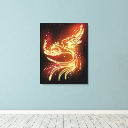 Neon Phoenix Canvas Afdruk (Insitu (Houten vloer))