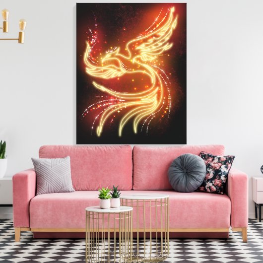 Neon Phoenix Canvas Afdruk (Insitu (Woonkamer))