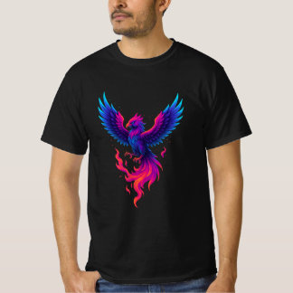 Neon Phoenix Rebirth – Vibrant Mythical Firebird T-shirt