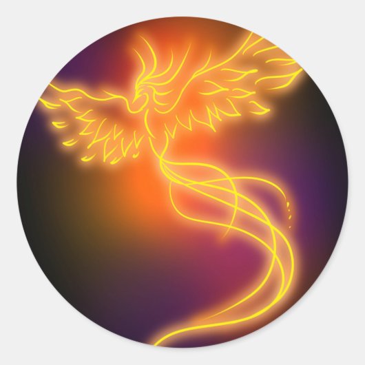 Neon Phoenix Ronde Sticker (Voorkant)