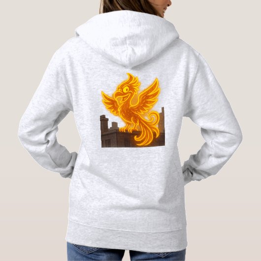 Neon Phoenix Rooftop Graffiti Art Hoodie (Achterkant)