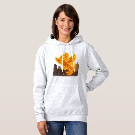 Neon Phoenix Rooftop Graffiti Art Hoodie (Voorkant volledig)