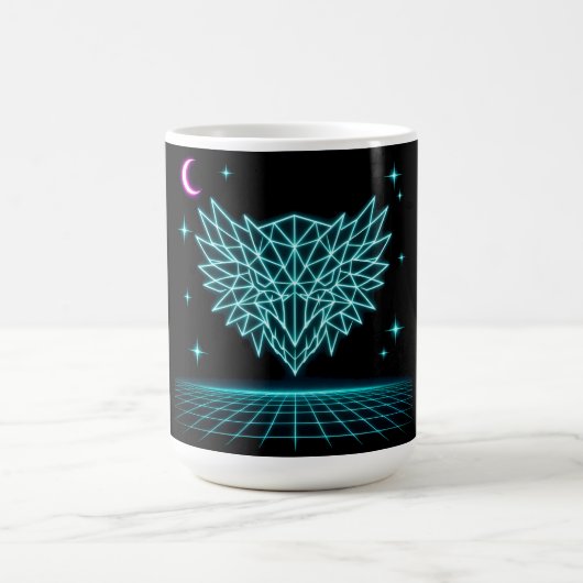 Neon Phoenix Synthwave - Retro Vuur Opgloeiend Koffiemok (Center)