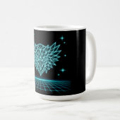 Neon Phoenix Synthwave - Retro Vuur Opgloeiend Koffiemok (Voorkant rechts)