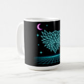 Neon Phoenix Synthwave - Retro Vuur Opgloeiend Koffiemok (Voorkant links)