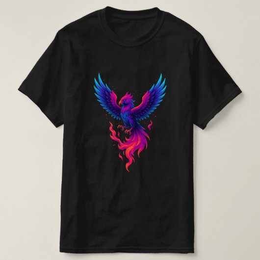 Neon Phoenix Wedergeboorte – Levendige Mythologisc T-shirt (Design voorkant)
