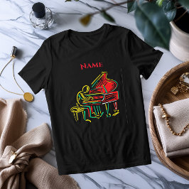 Neon Piano Line Art | Levendig muzikaal T-shirt