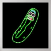 Neon Pickle Rick Black Poster (Voorkant)