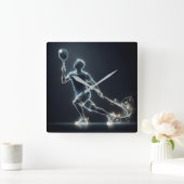 Neon Pickleball Player Vierkante Klok (Huis)