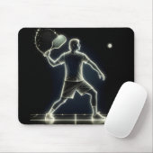 Neon pickleball speler met peddel muismat (Met muis)