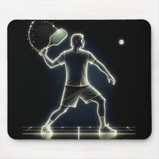 Neon pickleball speler met peddel muismat (Voorkant)