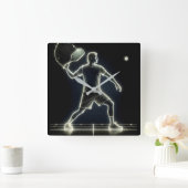 Neon pickleball speler met peddel vierkante klok (Huis)