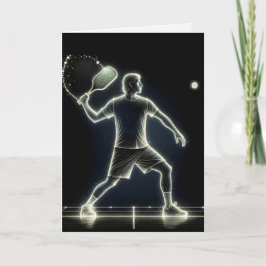 Neon Pickleball Speler voor Verjaardag Kaart