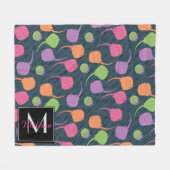 Neon Pijlroggen Kleurrijk Plezier Monogram Aangepa Fleece Deken (Voorkant (Horizontaal))