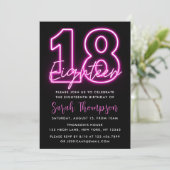 Neon Pink 18th Birthday Invitation Kaart (Staand voorkant)