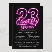 Neon Pink 23rd Birthday Kaart (Voorkant / Achterkant)