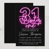 Neon Pink 31st Birthday Uitnodiging (Voorkant / Achterkant)