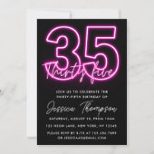 Neon Pink 35th Birthday Uitnodiging (Voorkant)