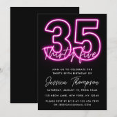 Neon Pink 35th Birthday Uitnodiging (Voorkant / Achterkant)