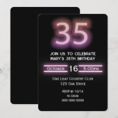 Neon Pink 35th Verjaardagsfeestuitnodiging Kaart (Voorkant / Achterkant)