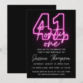 Neon Pink 41st Birthday Uitnodiging (Voorkant / Achterkant)