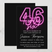 Neon Pink 46e verjaardag Uitnodiging (Voorkant / Achterkant)