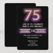 Neon Pink 75th Verjaardagsfeestuitnodiging Kaart (Voorkant / Achterkant)