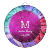 Neon Pink Abstract Waves Family Game Dartboard Dartbord (Voorkant)