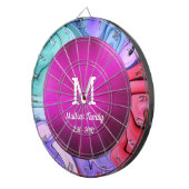 Neon Pink Abstract Waves Family Game Dartboard Dartbord (Voorkant Rechts)
