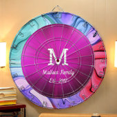 Neon Pink Abstract Waves Family Game Dartboard Dartbord