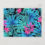 Neon Pink and Blue Tropical Plant Pattern Briefkaart (Voorkant)