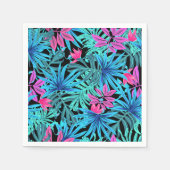 Neon Pink and Blue Tropical Plant Pattern Servet (Voorkant)