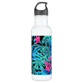 Neon Pink and Blue Tropical Plant Pattern Waterfles (Voorkant)