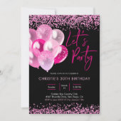 Neon Pink and Gold Sparking Party Invitation Kaart (Voorkant)